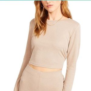 Steve Madden B B Dakota Rip Tied Crop Top in Beige
